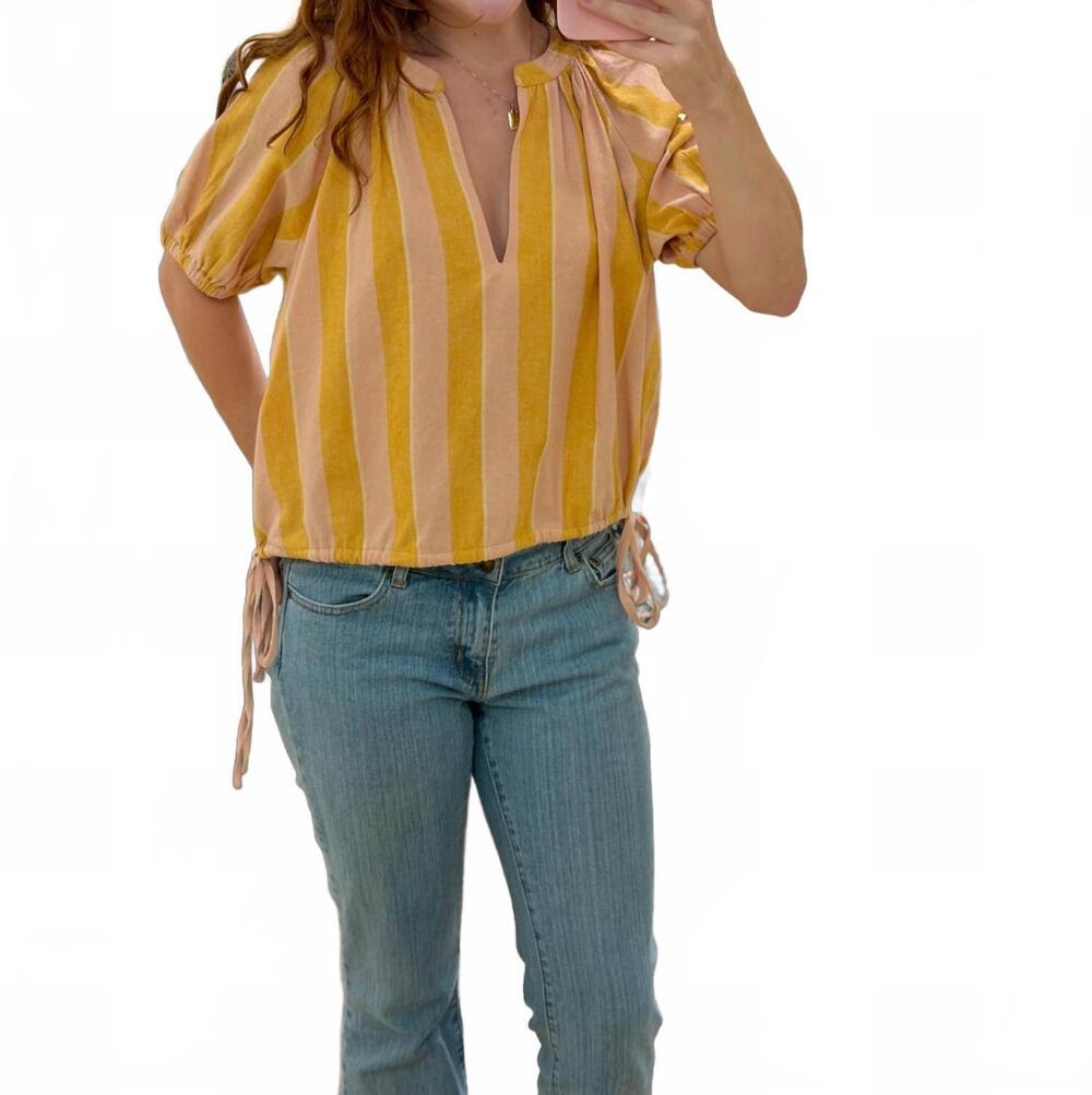 NEW MERSEA striped cotton blouse in sunshine